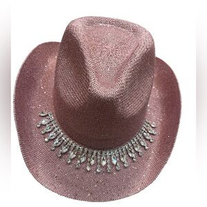 Western cowboy hat sequin pale pink with rhinestones NWT